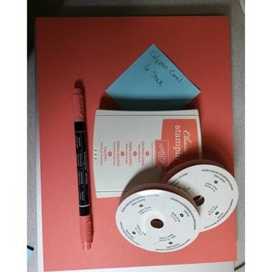 Stampin Up Calypso Coral Card stock, ink Pad, Stampin Write, and ribbon